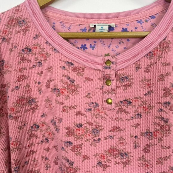 Sundance Pink Floral Waffle Knit Thermal Long Sleeve - Picture 3 of 11